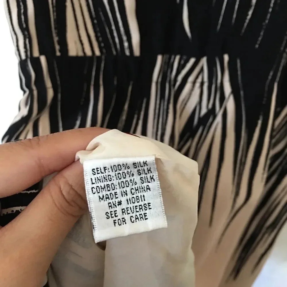 Yoana Baraschi Silk‎ Black Cream Stripe Dress - Picture 5 of 6